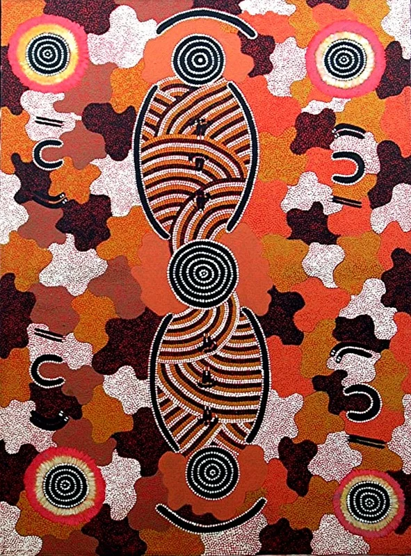 Mavis Wayne Numgala</br></br><i>Rock Wallaby</i></br></br>Acrylic on Canvas</br></br>33½ x 24¾ in.</br></br>c.1990