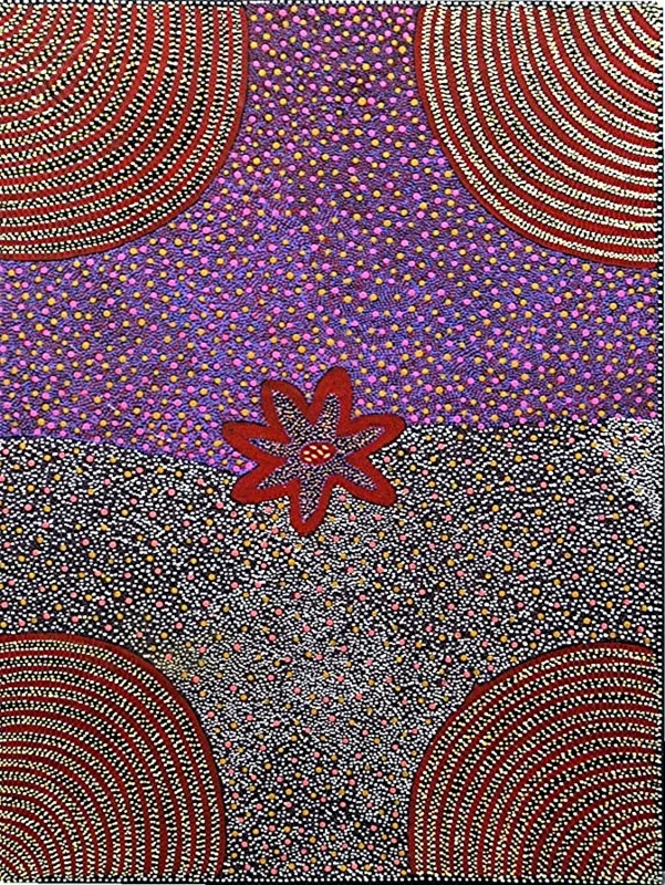 Elsie Dixon Panangka</br></br><i>Women’s Ceremony</i></br></br>Acrylic on Canvas</br></br>24 x 18 in.</br></br>c.1990