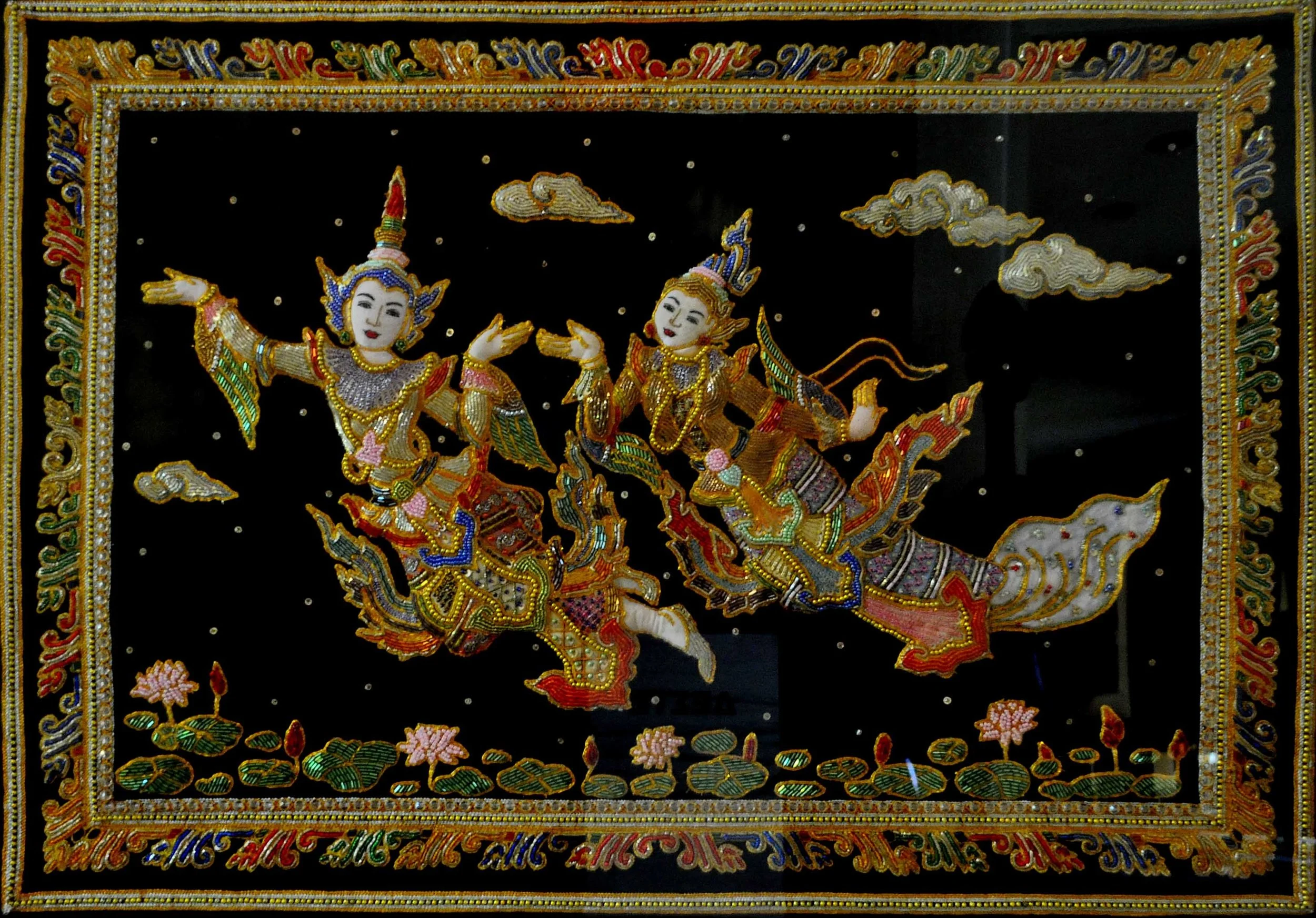 Kalaga Tapestry</br></br><i>Floating Godesses</i></br></br>Embroidered Appliqué</br></br>20 x 30 in.
