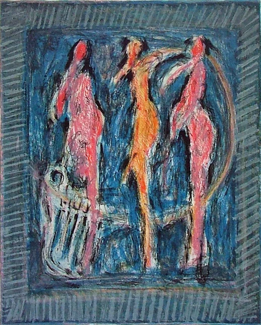 Aristedes Patsoglou</br></br><i>Untitled (Three Figures)</i></br></br>Lithograph</br></br>21½ x 17½ in.</br></br>1991