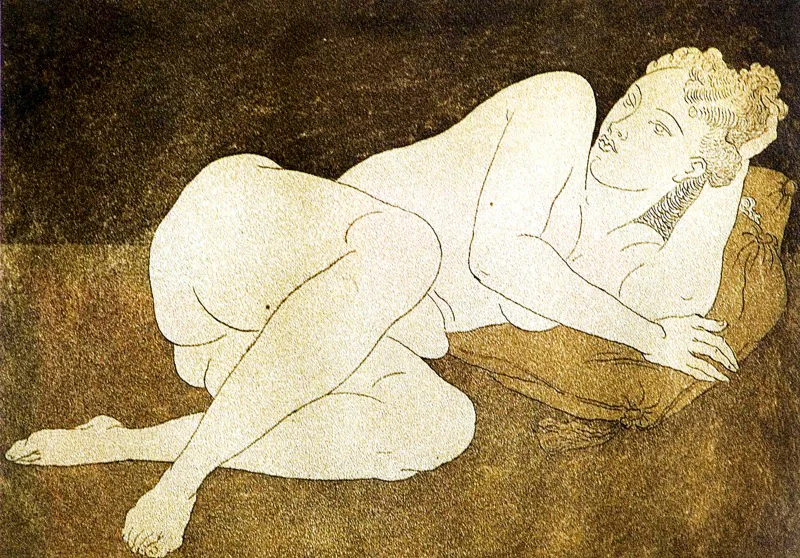 Angelos Theodoropoulos</br></br><i>Untitled (reclining Nude)</i></br></br>Tinted Etching</br></br>8½ x 11½ in.