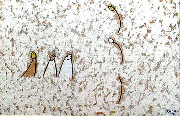 Le Thiet Cuong</br></br><i>Untitled</i></br></br>Acrylic on Cheesecloth</br></br>19 x 28 in.</br></br>1998