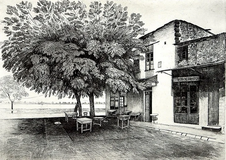 Christodoulos Galdemis</br></br><i>AROUND THE LAKE IV</i></br></br>Etching</br></br>20½ x 28½ in.