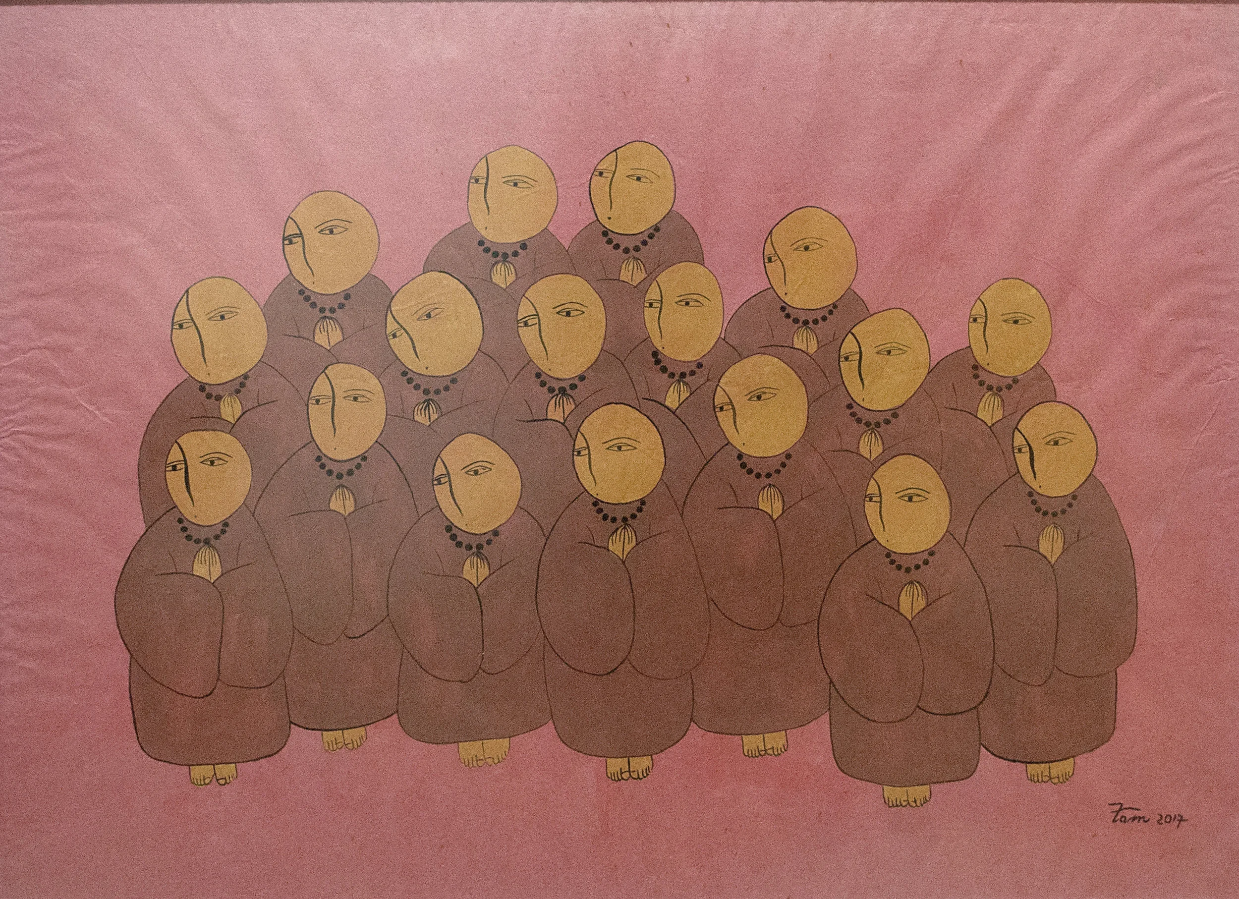 Ta Thi Thanh Tâm</br></br><i>The Monks</i></br></br>Watercolor on paper</br></br>24 x 31 in.</br></br>2017
