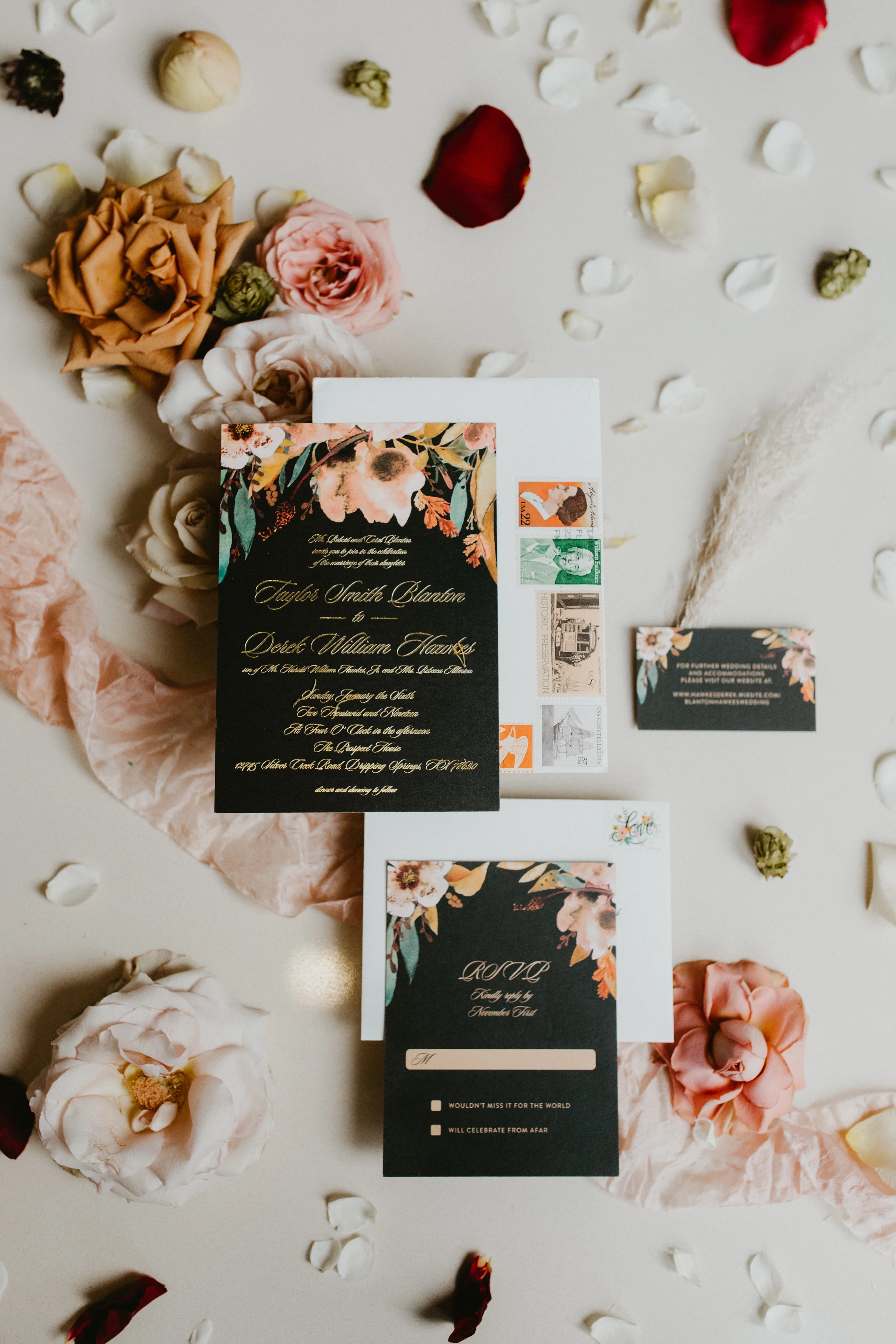 Colorful Black Wedding Stationery by Minted