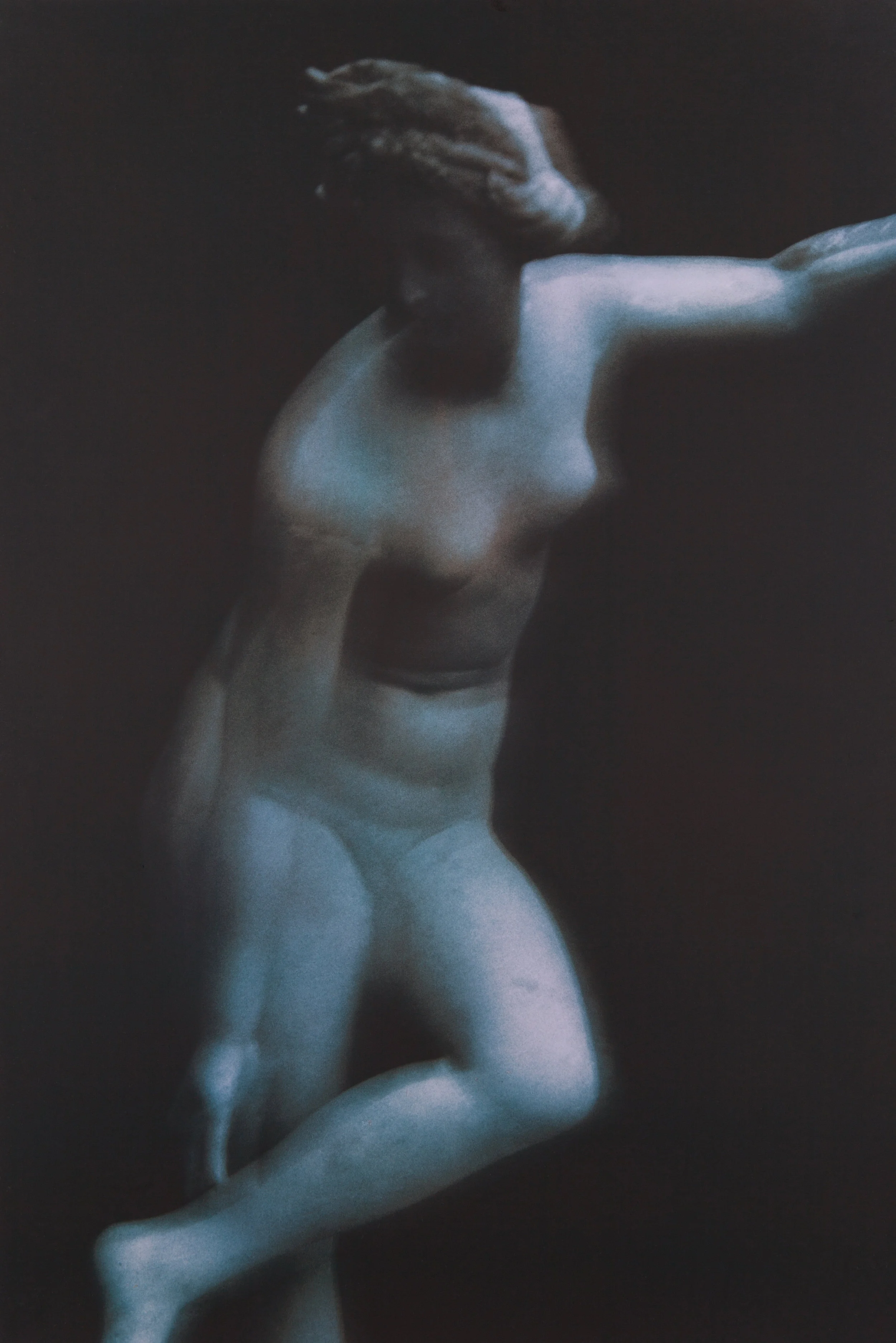 Aphrodite adjusting her sandle (blue green and violet) 10 X 14" Hand-toned Silver Gelatin print 2000 