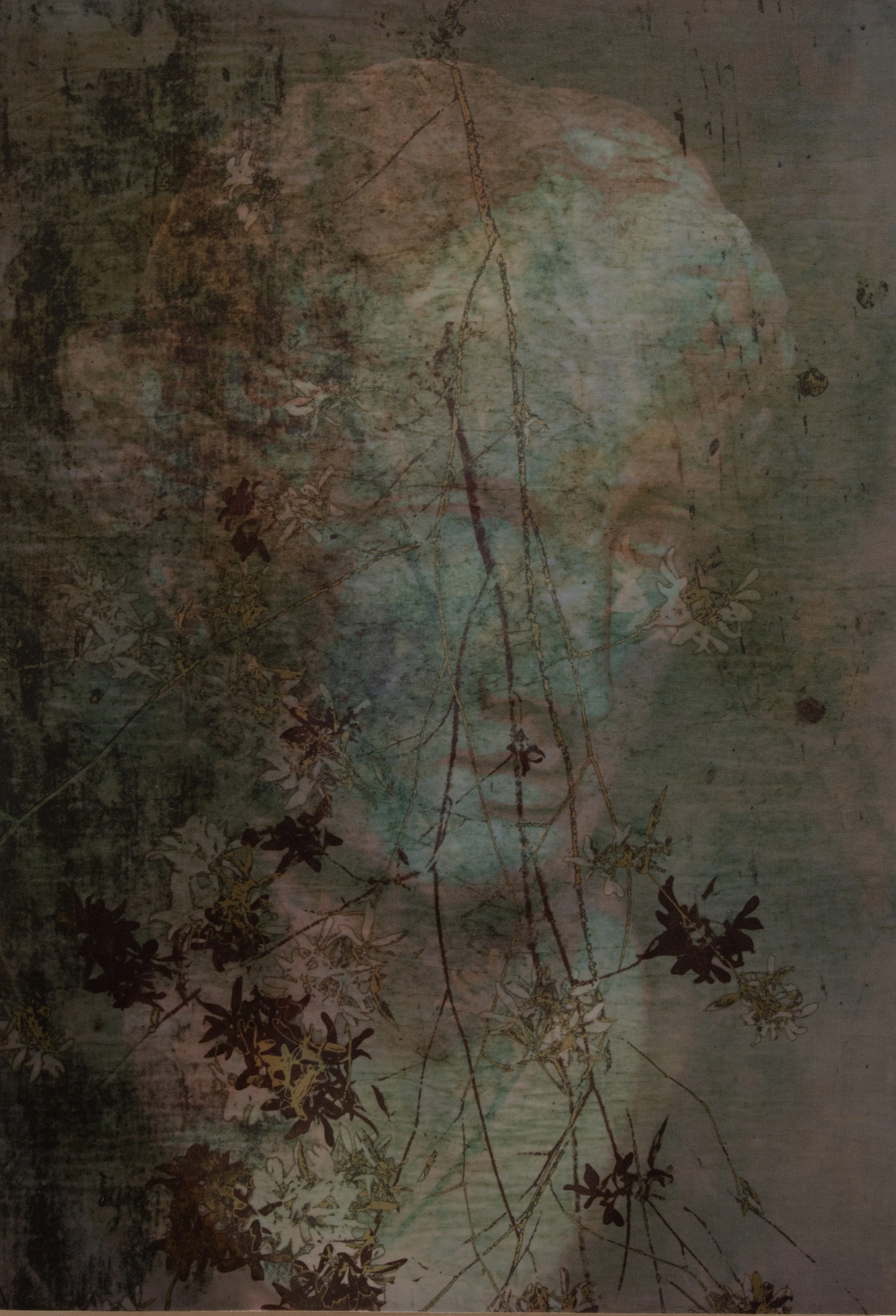 Stone Faces (printed fabric version mixed media 220B