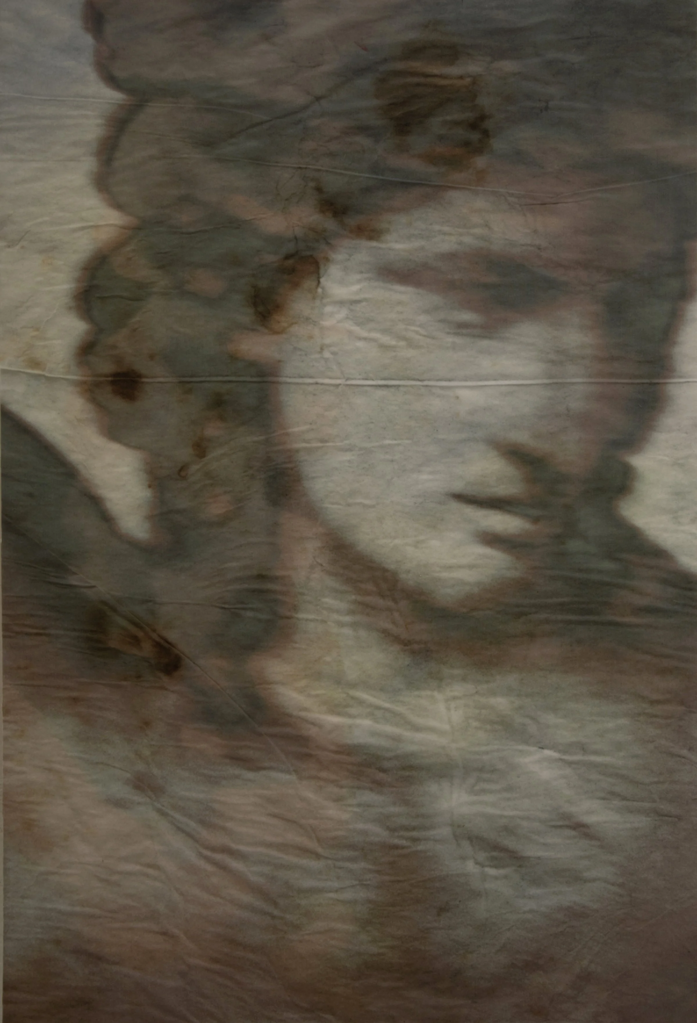 Stone faces 731 (printed fabric version mounted on wood-mixed media)