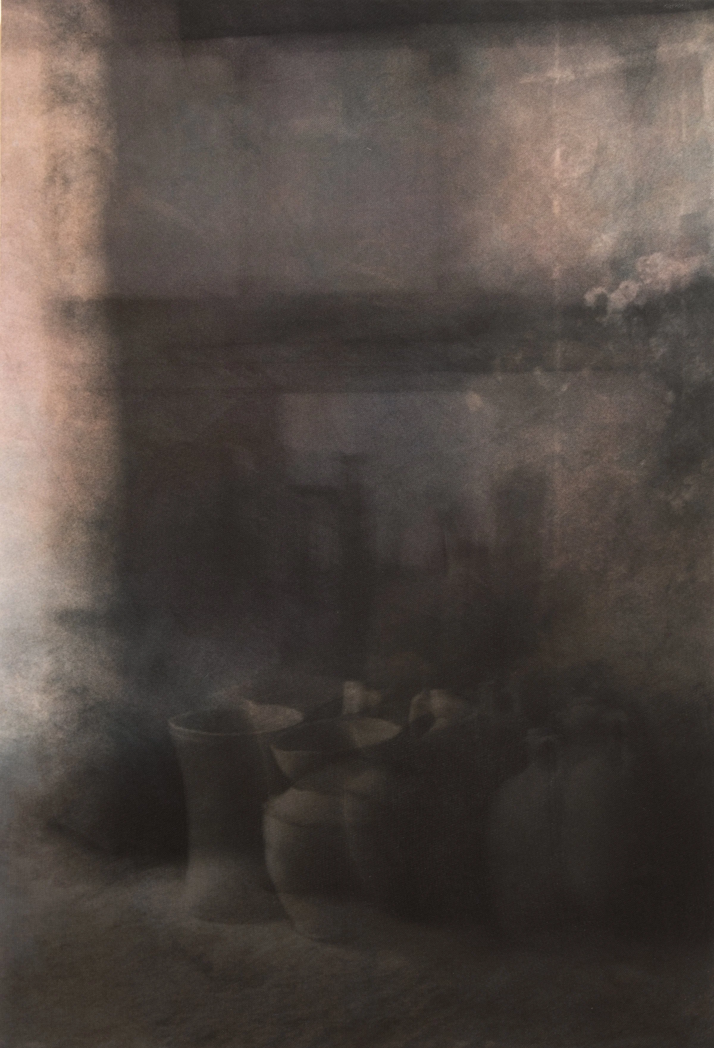 Pompeii 83 (printed fabric version mounted on wood-mixed media)