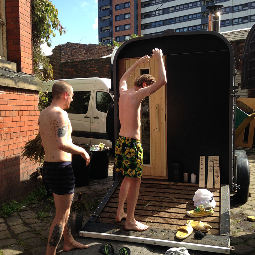 Morning saunas in the yard at Islington Mill.