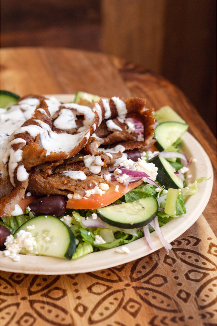 Greek Salad with Gyro and Feta Cheese 