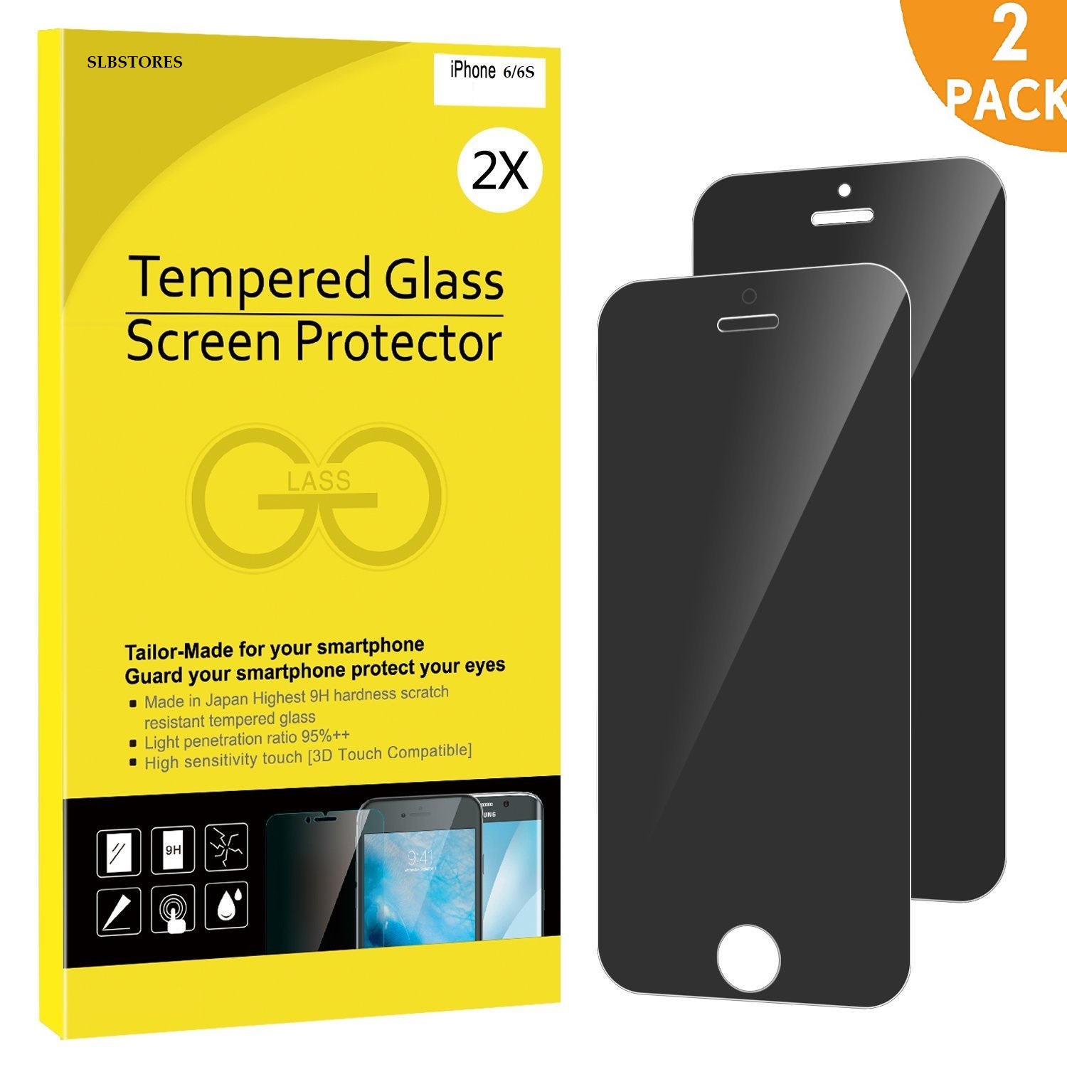Tempered Glass Film JETech Screen Protector for Apple iPhone 6 and iPhone 6s 4.7-Inch 2-Pack 
