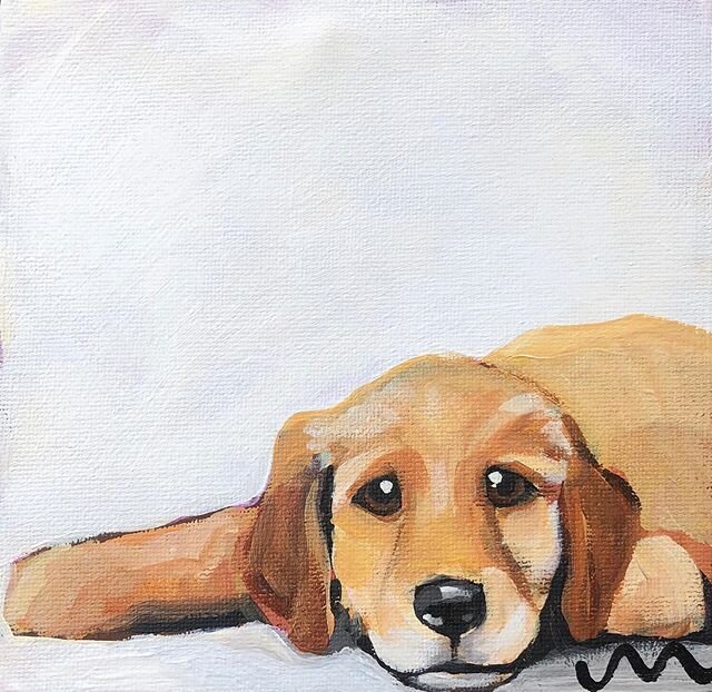 Fred #goldenretriever #goldensofinstagram #pennyandfred #painting #acrylic #dogportrait #petportrait