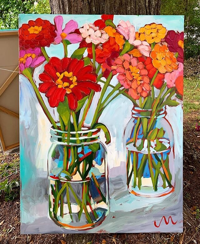 #zinnias #balljars #artoftheday #art #arts #artist #artistsofinstagram #artofinstagram #painting #paintings #painter #instaart #instaartist #artwork #inspiration #acrylicpainting #acrylicpaintings #acrylicart