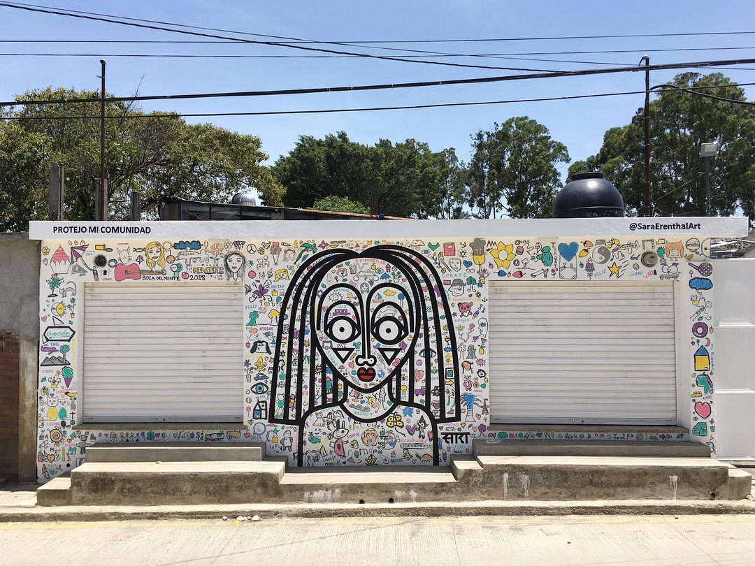  Mural in collaboration with children of non-profit org  Protejo Mi Comunidad , in Boca Del Monte Guatemala  2018 