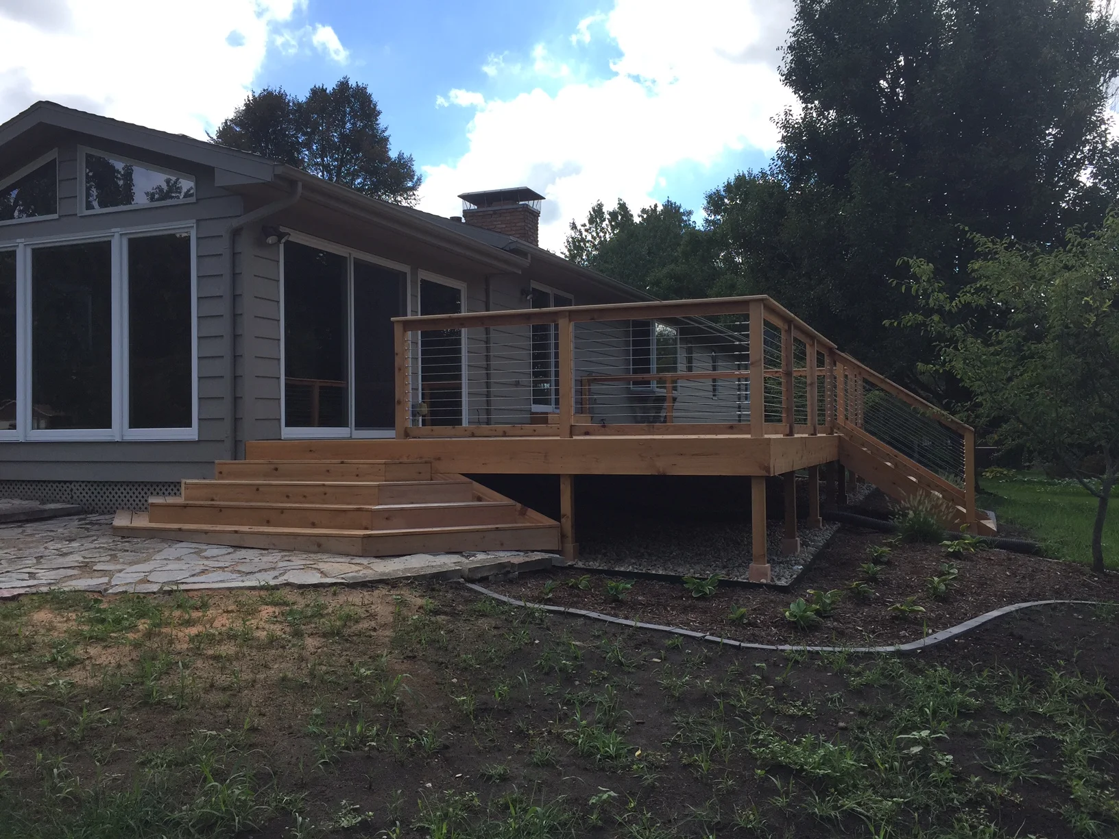 Cedar Deck with Stainless Steel Cable Railing