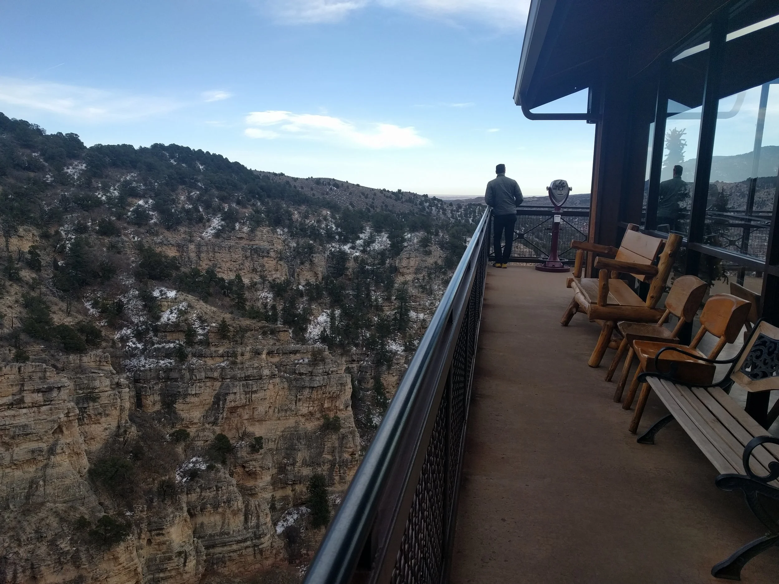 Adam enjoying the view in the canyon at Cave of the Winds