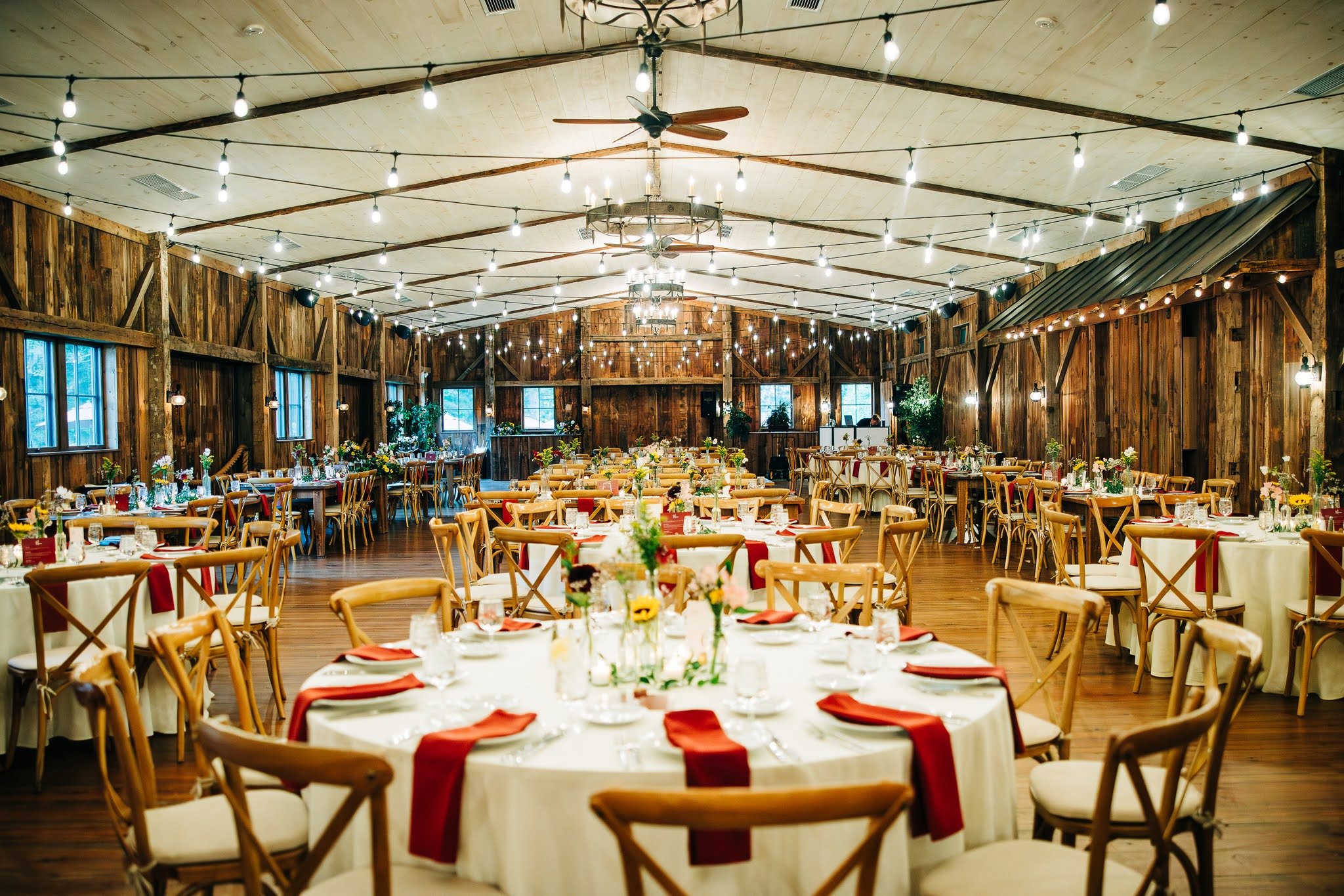 barn reception setting