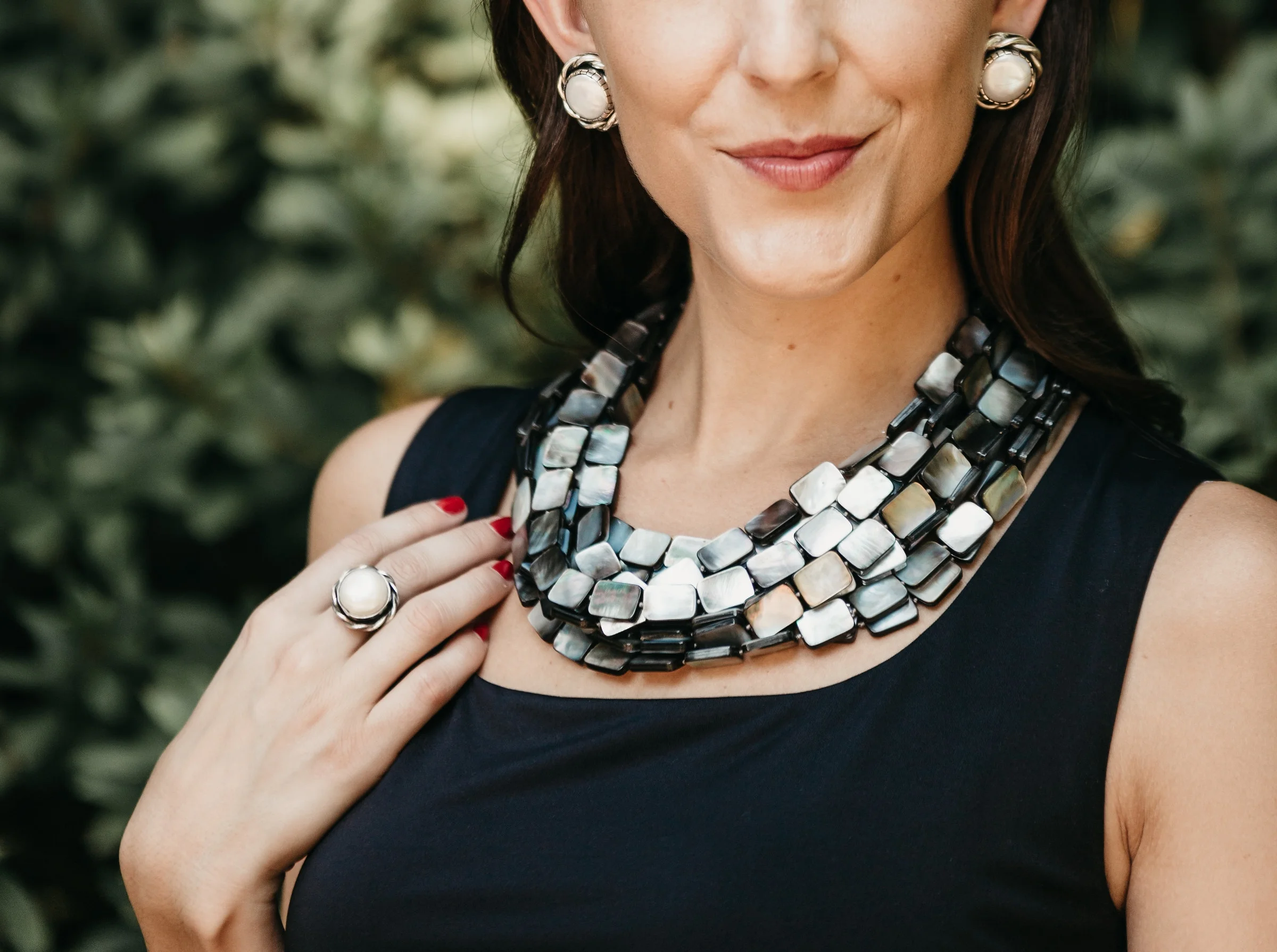 Multi-Strand Mother of Pearl Necklace