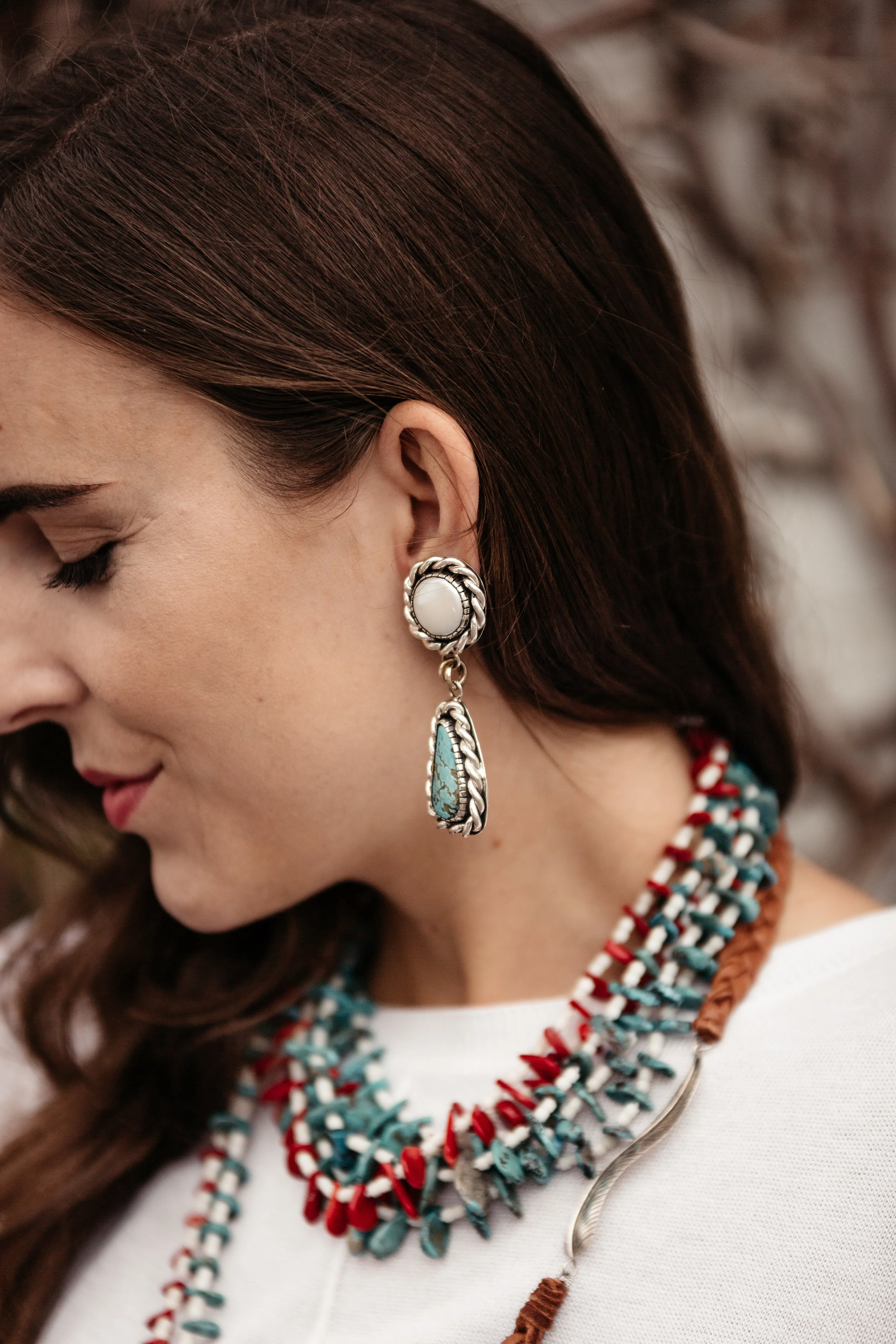 Super-sized Turquoise and Pearl Clip Earrings