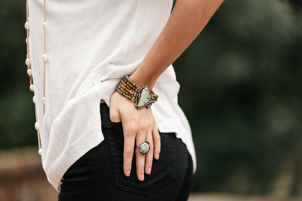 River Blossom Jade and Turquoise Bracelet