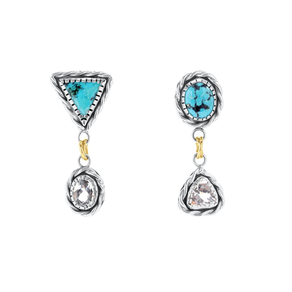 Chanel Vintage Dangling CC Clip-On Earrings Metal and Turquoise Gold  12433989