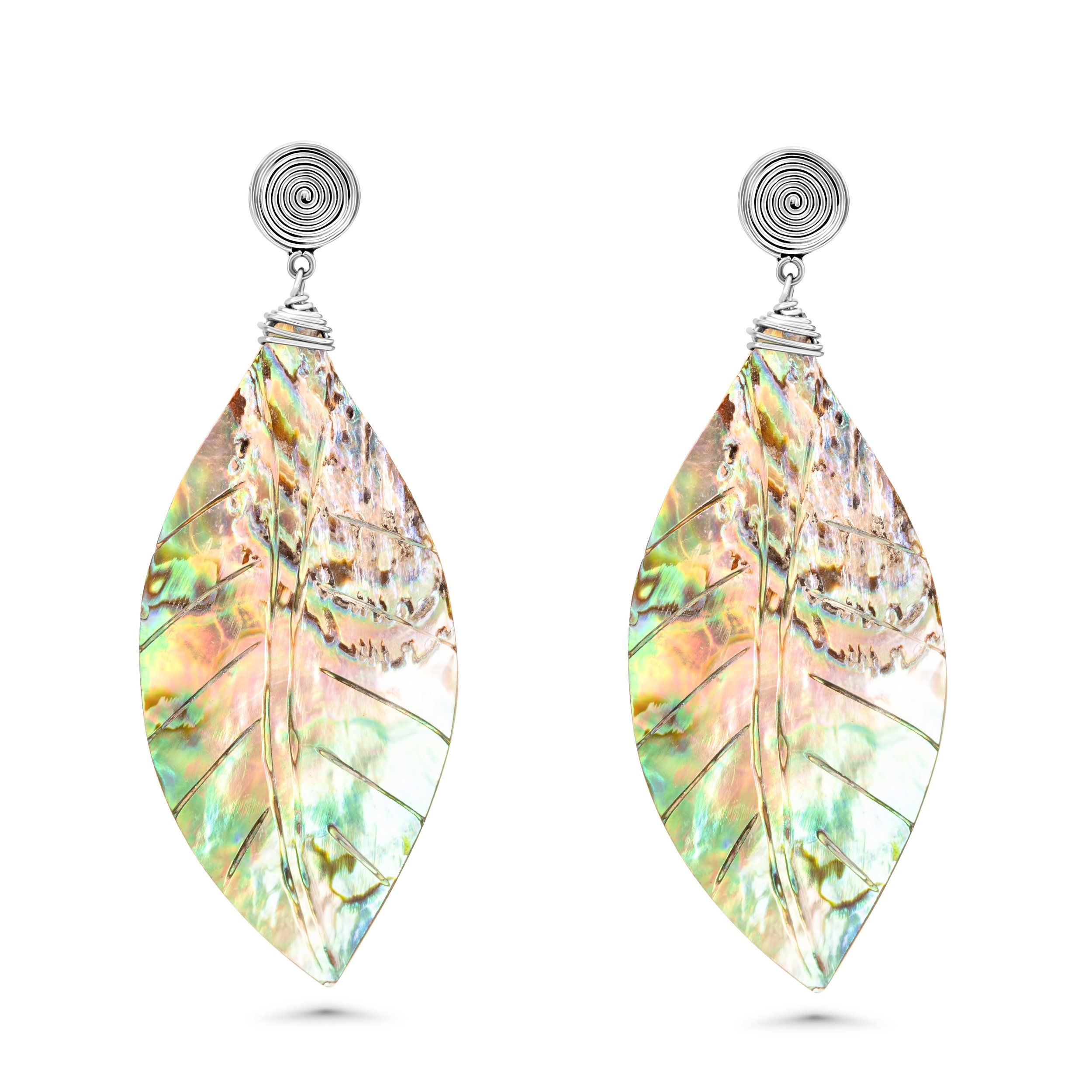 Unique Iridescent Abalone Shell Dangle Earrings