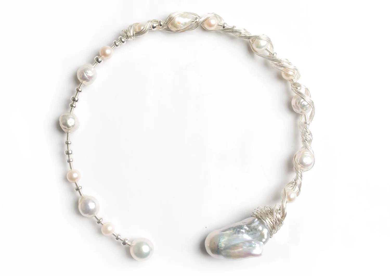 Unique Freshwater Pearl Wire Wrapped Necklace — Jet Couture Jewels