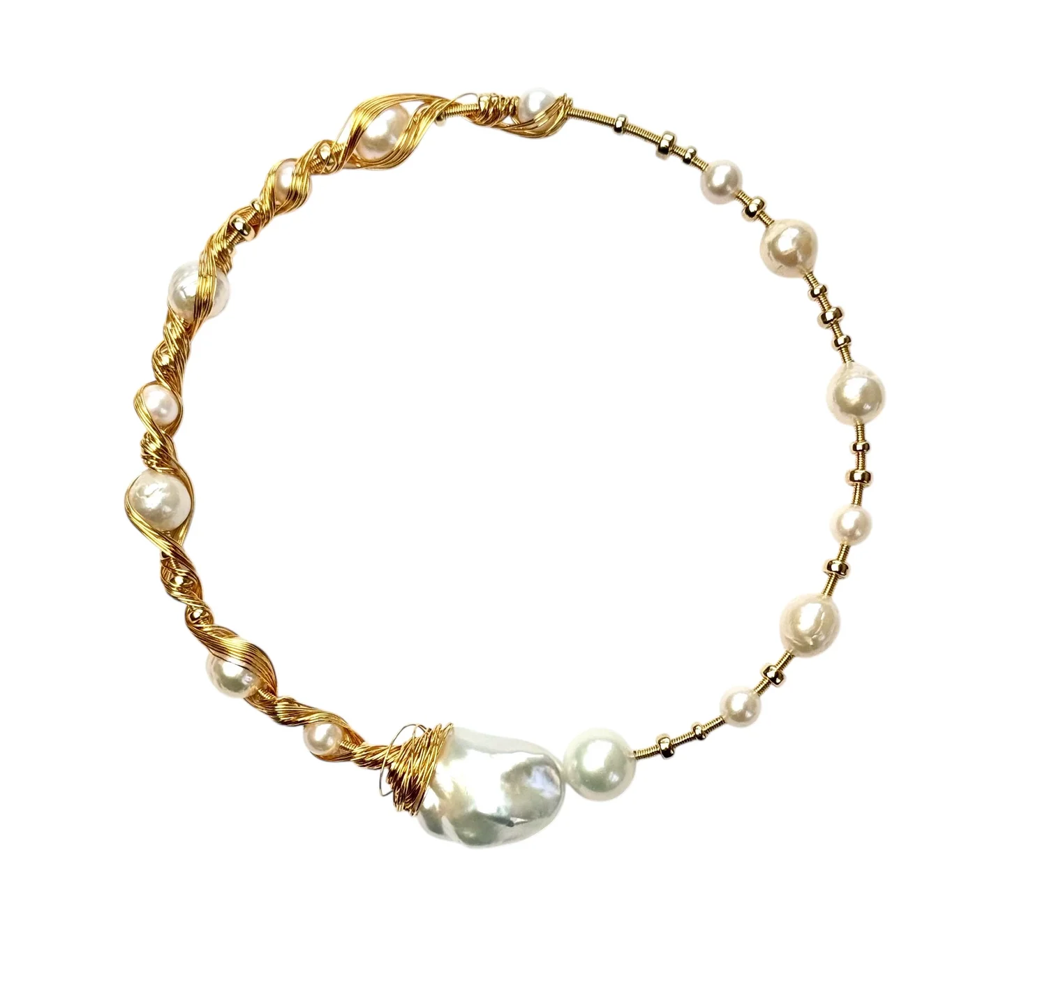 Unique Freshwater Pearl Wire Wrapped Necklace — Jet Couture Jewels