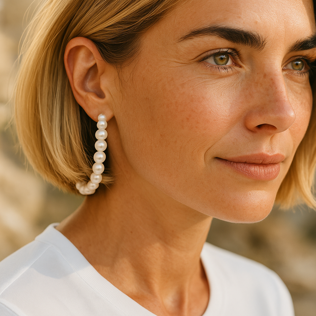 Extra Large Pearl Hoop Earrings