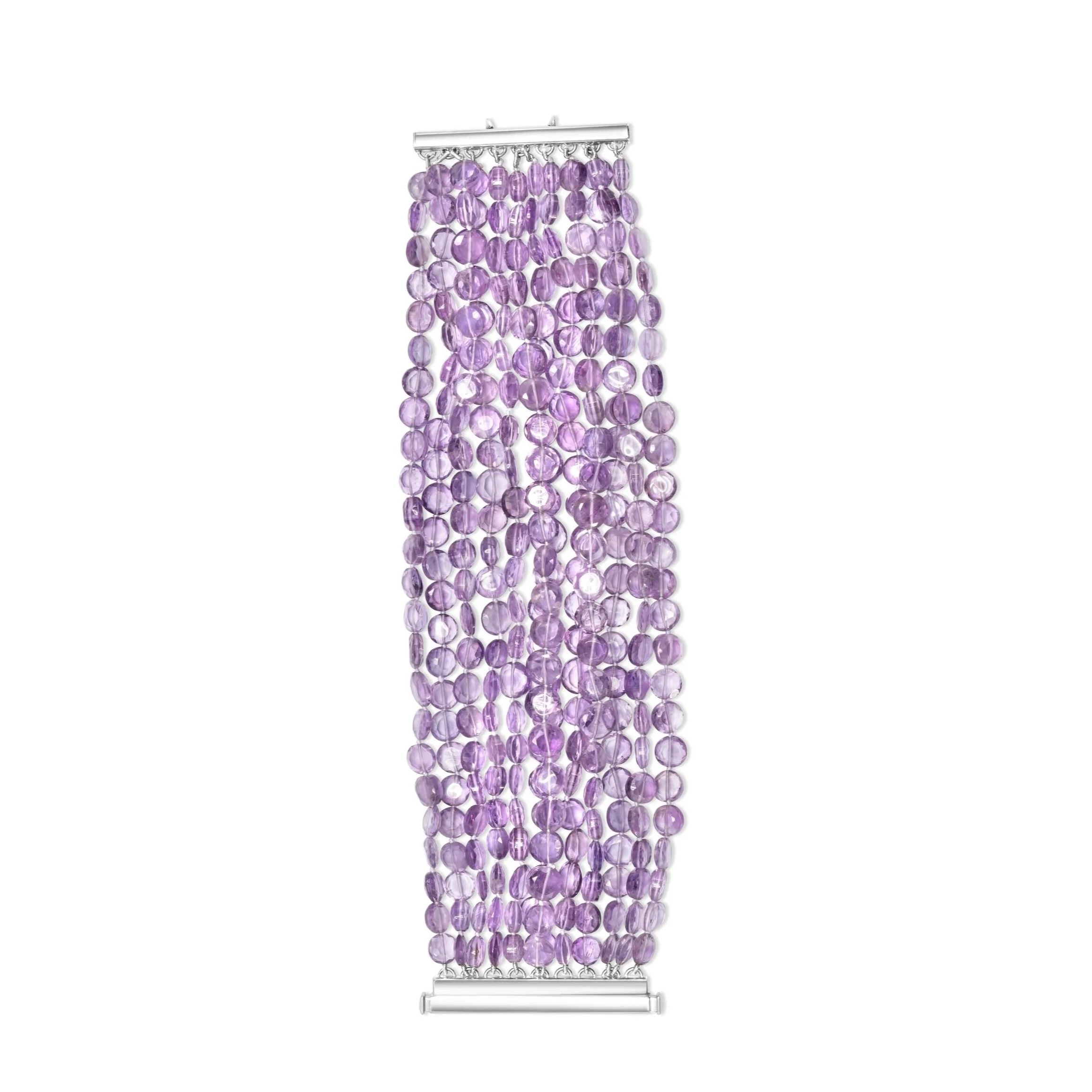 12-strand genuine amethyst bracelet with sterling silver clasp, hand-knotted, purple gemstone jewelry by Jet Couture Jewels