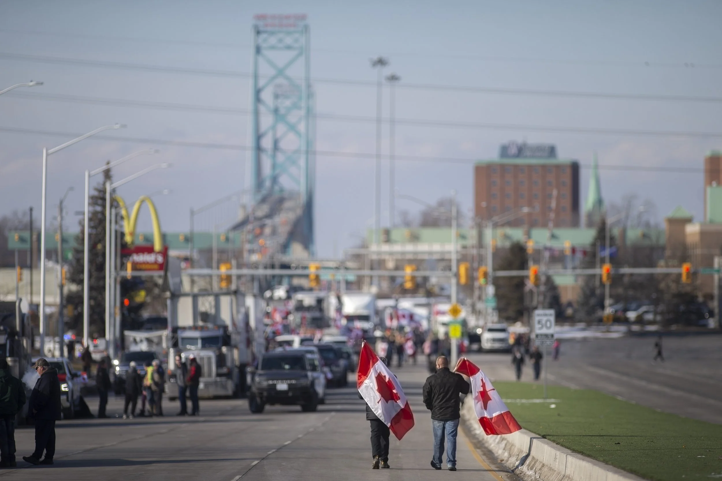  Five days covering the Ambassador Bridge blockade on Huron Church Road. 