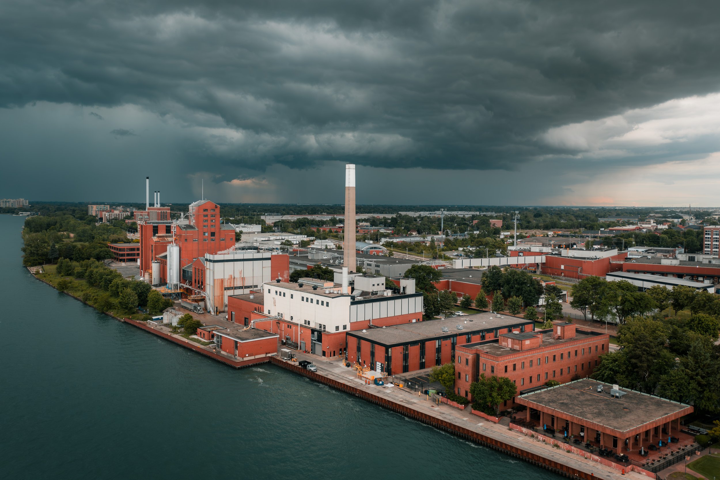  Hiram Walker &amp; Sons is seen as storm cells roll through Windsor and Essex County. 