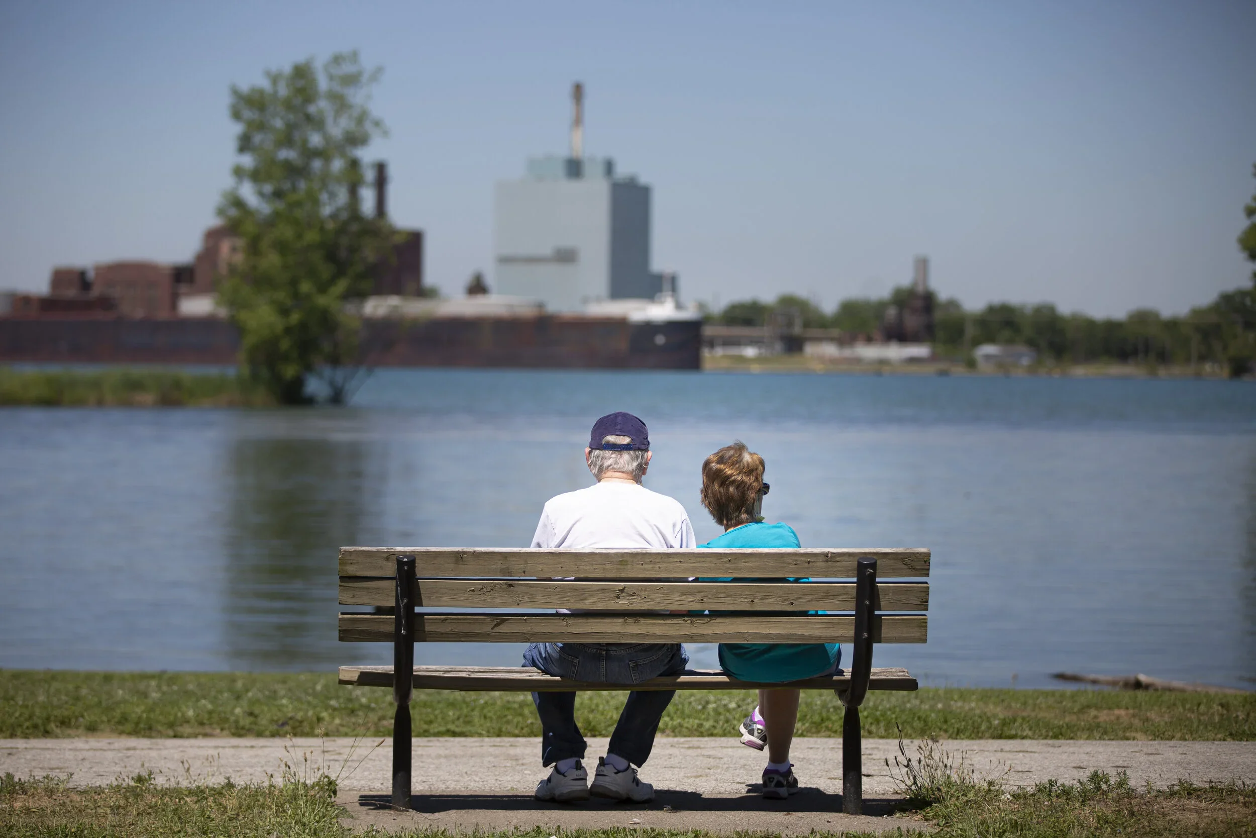  Earl and Virginia Percy watch the world go by while on a park bench overlooking the Detroit River in Olde Sandwich Town (for the Windsor Star, 2020). 