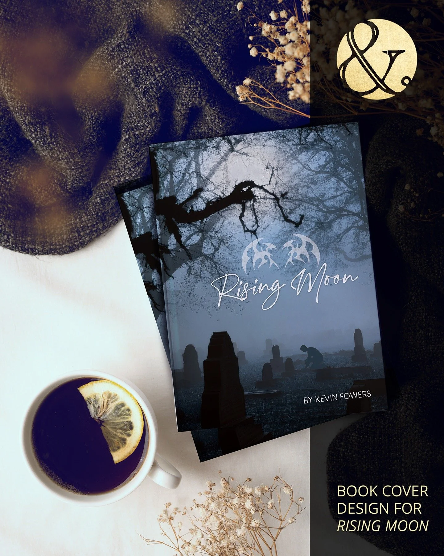 My dream is to design one of EVERYTHING! (whispers: "come oooonnn vodka company....) This month I had the distinct pleasure of designing a book cover for Rising Moon, the new novel by Kevin Fowers. 

A gritty urban fantasy thriller where modern 