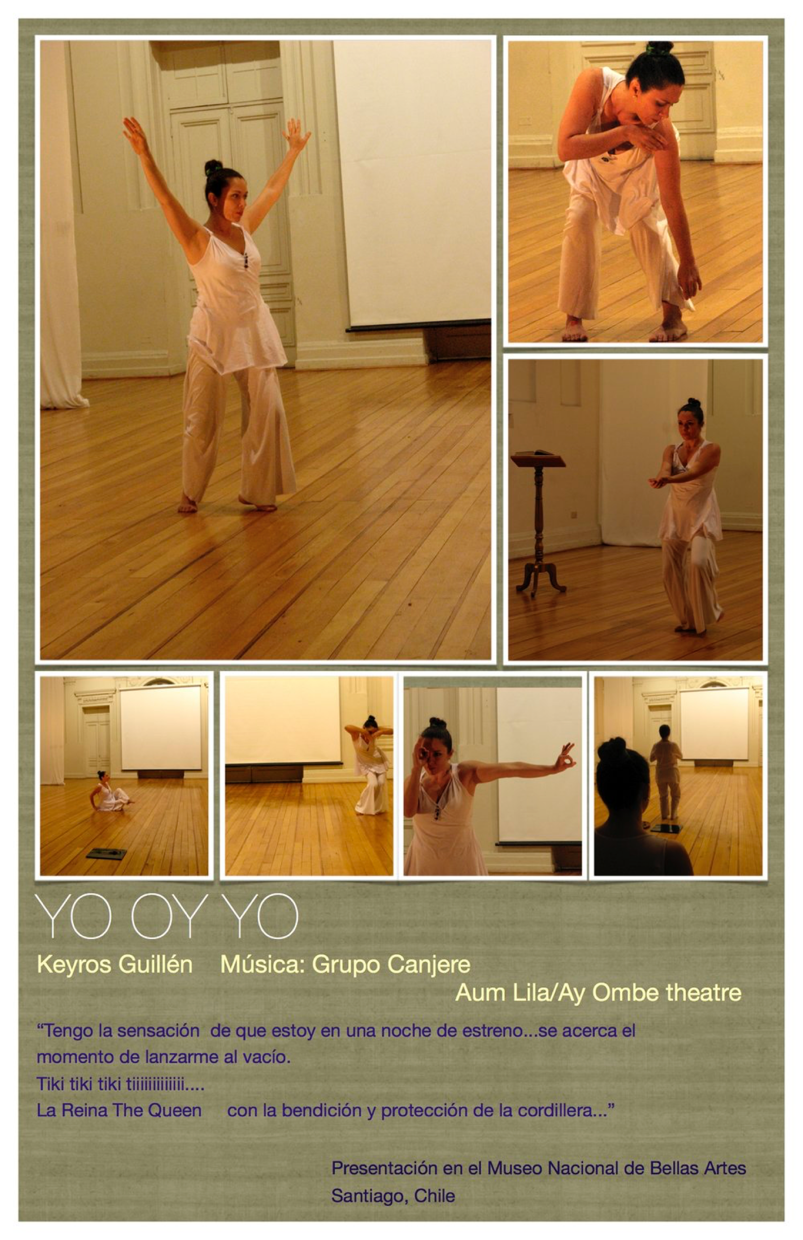 KEYROS PAULINA GUILLÉN PERFORMANCE THEATRE PIECE YO OY YO AT THE NATIONAL MUSEUM OF FINE ARTS. CHILE.