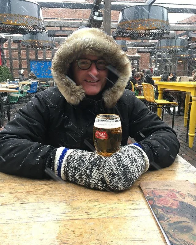 Winter lunch in Canada. Wrapped up in blankets eating fish tacos and beer. 🌮 🍻 Lovely way to spend a Friday afternoon. #distillerydistrict #CanadianBravery