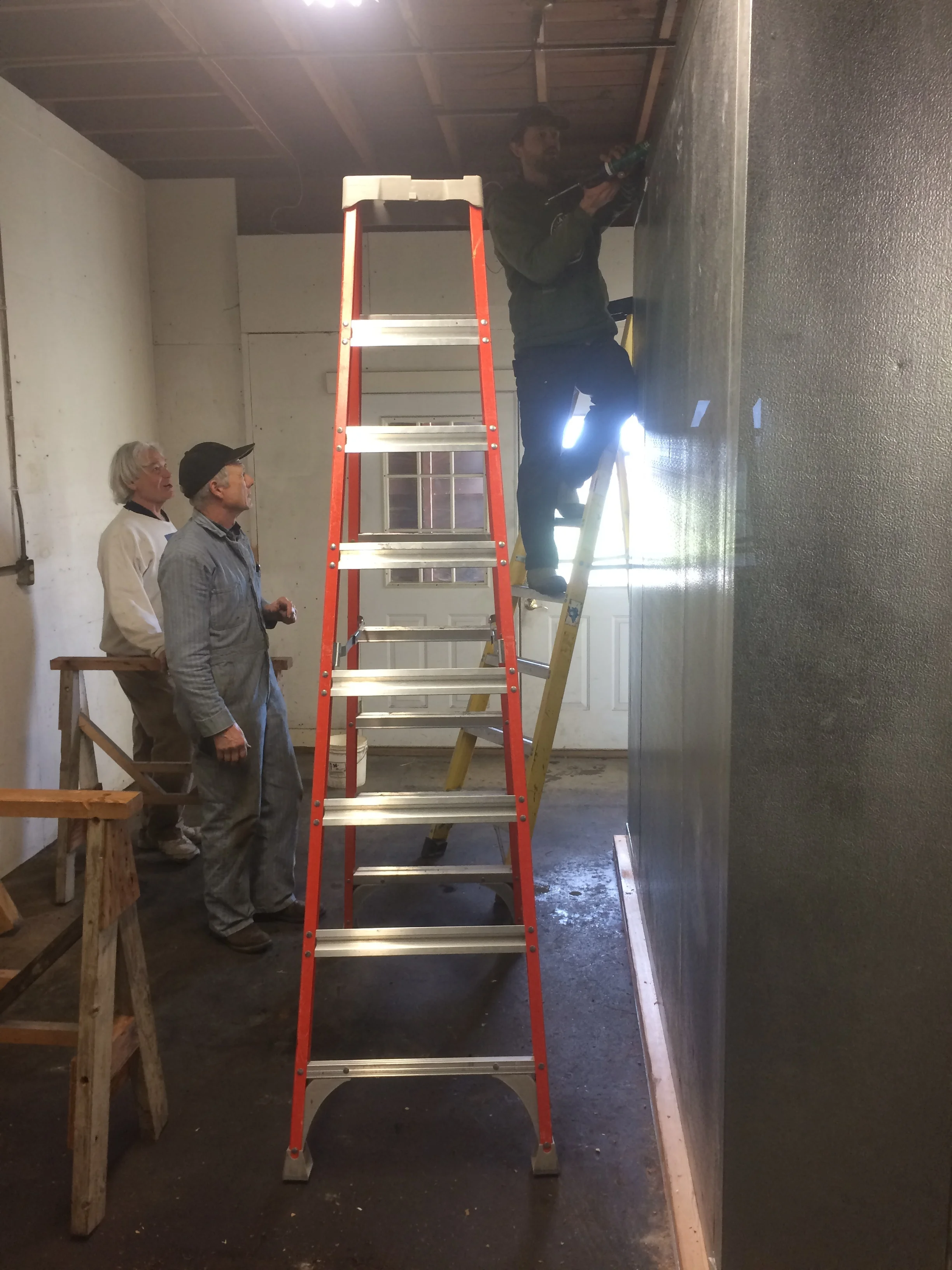 Myrle, Roger, and Matthew work on assembling a new walk in freezer and cooler at Circle F. 2017 is shaping up to be a wild year. 