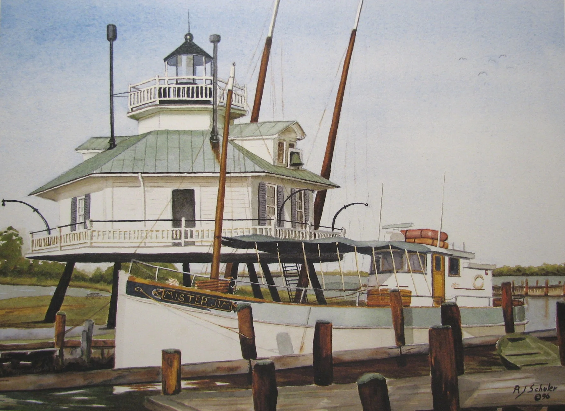 Hooper Strait Lighthouse; Watercolor