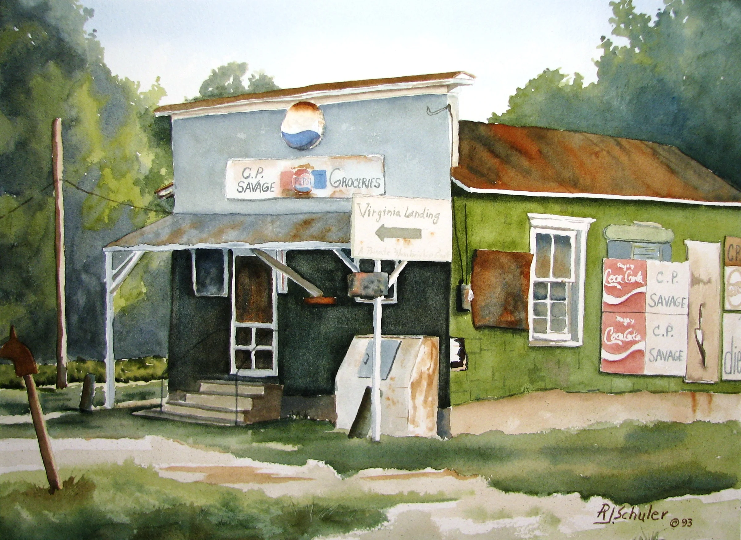 Country Store; Watercolor