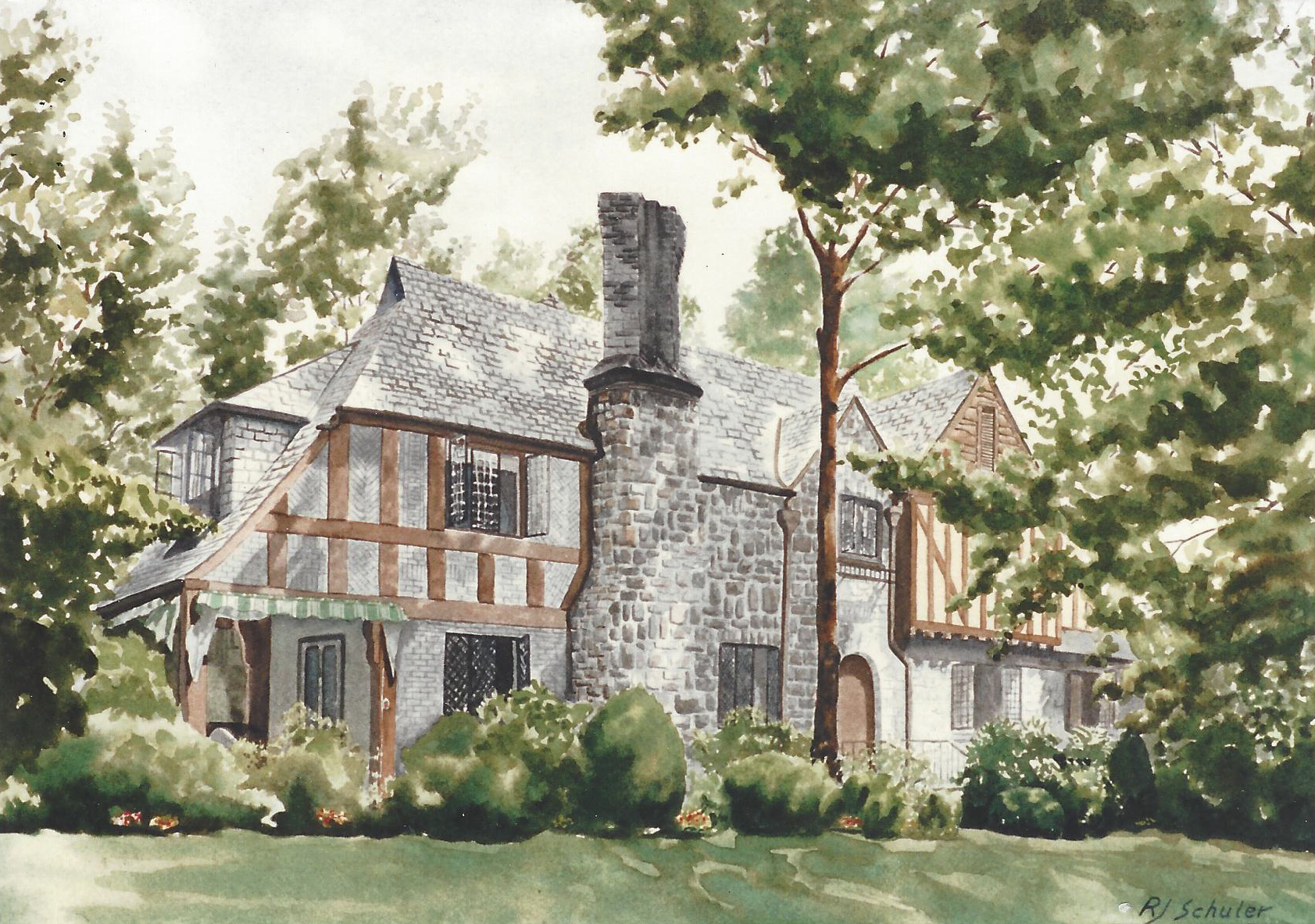 House Portrait, Upstate New York; Watercolor