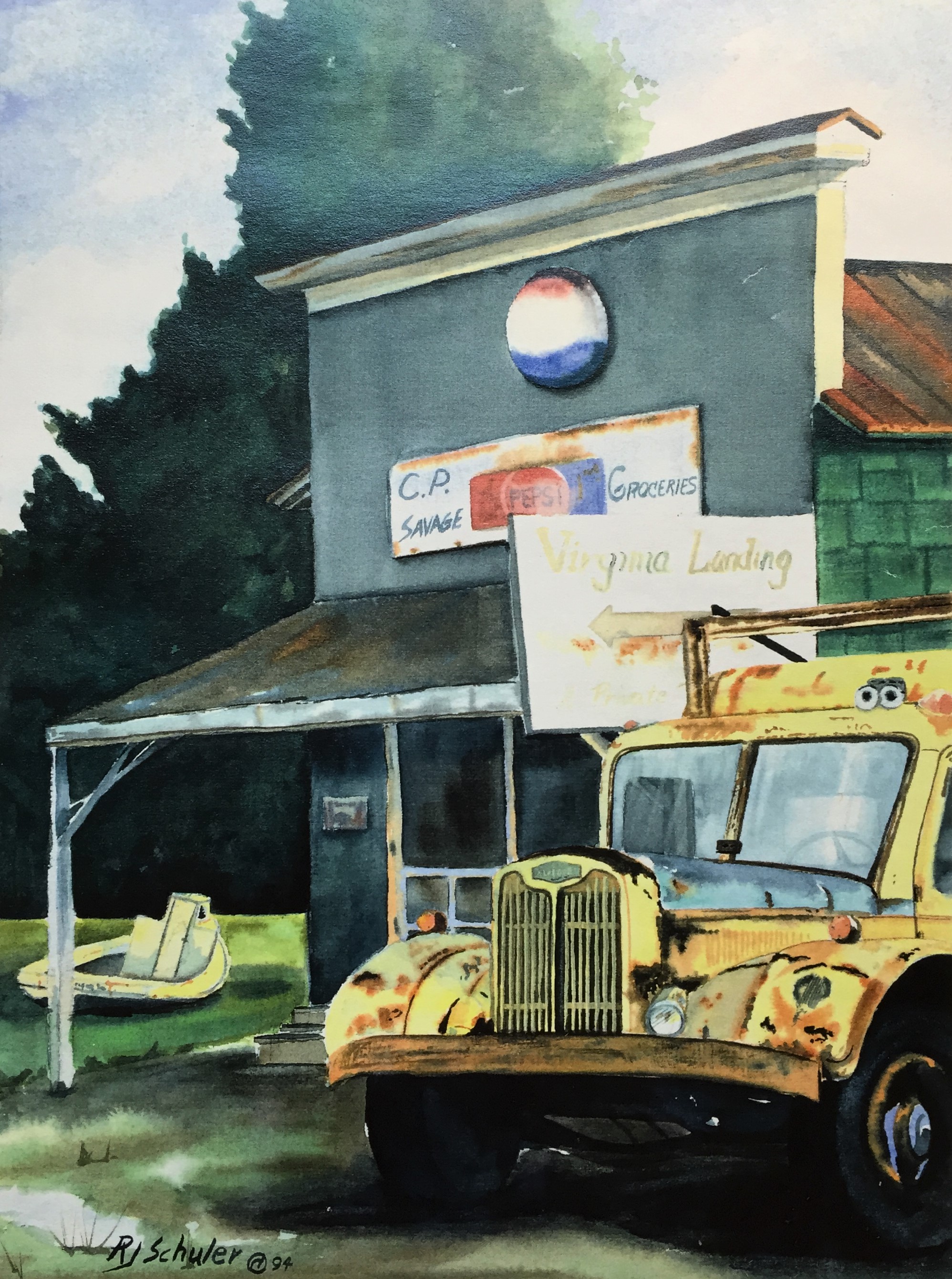 Grandpa's Old Truck and Country Store, Painter VA; Watercolor