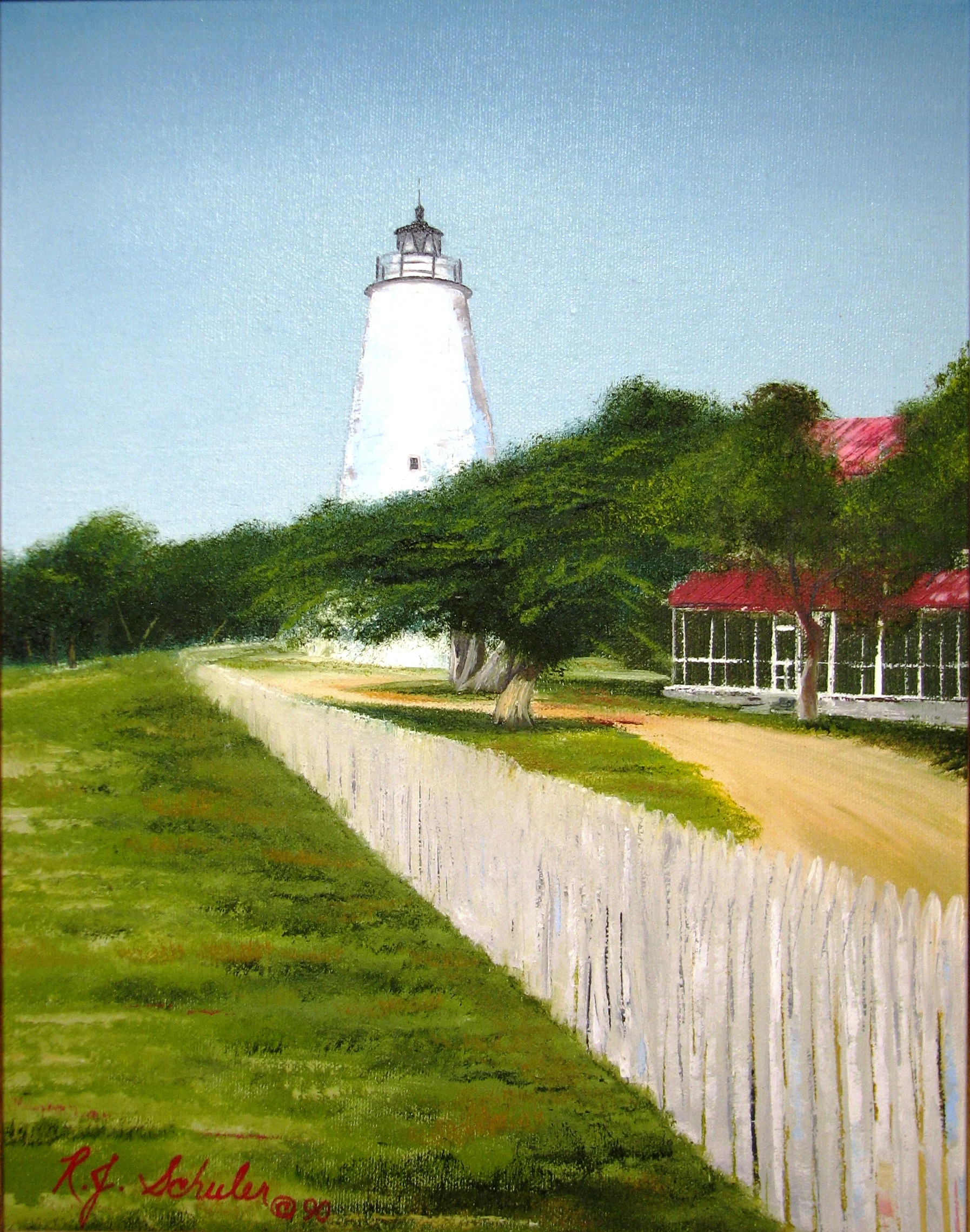 Ocracoke Lighthouse, North Carolina; Oil on Canvas