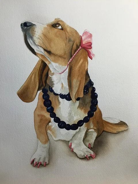 Lucy, the Key West Sidewalk Entertainer; Watercolor