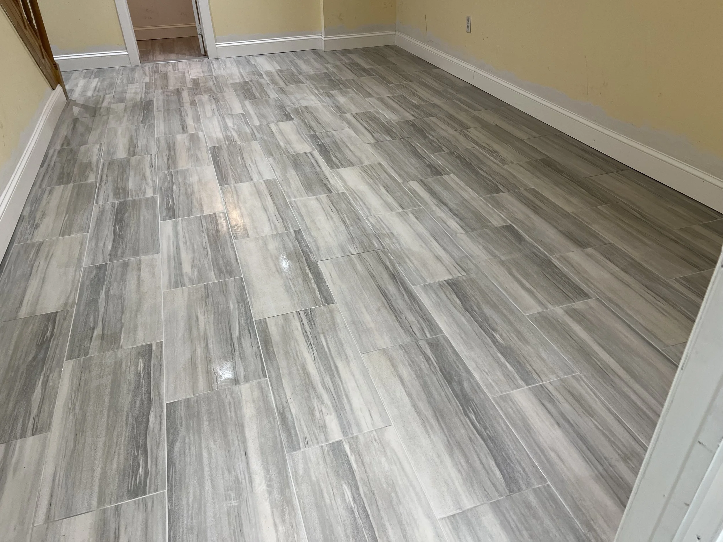 24x12 porcelain tile. Flooring renovation
