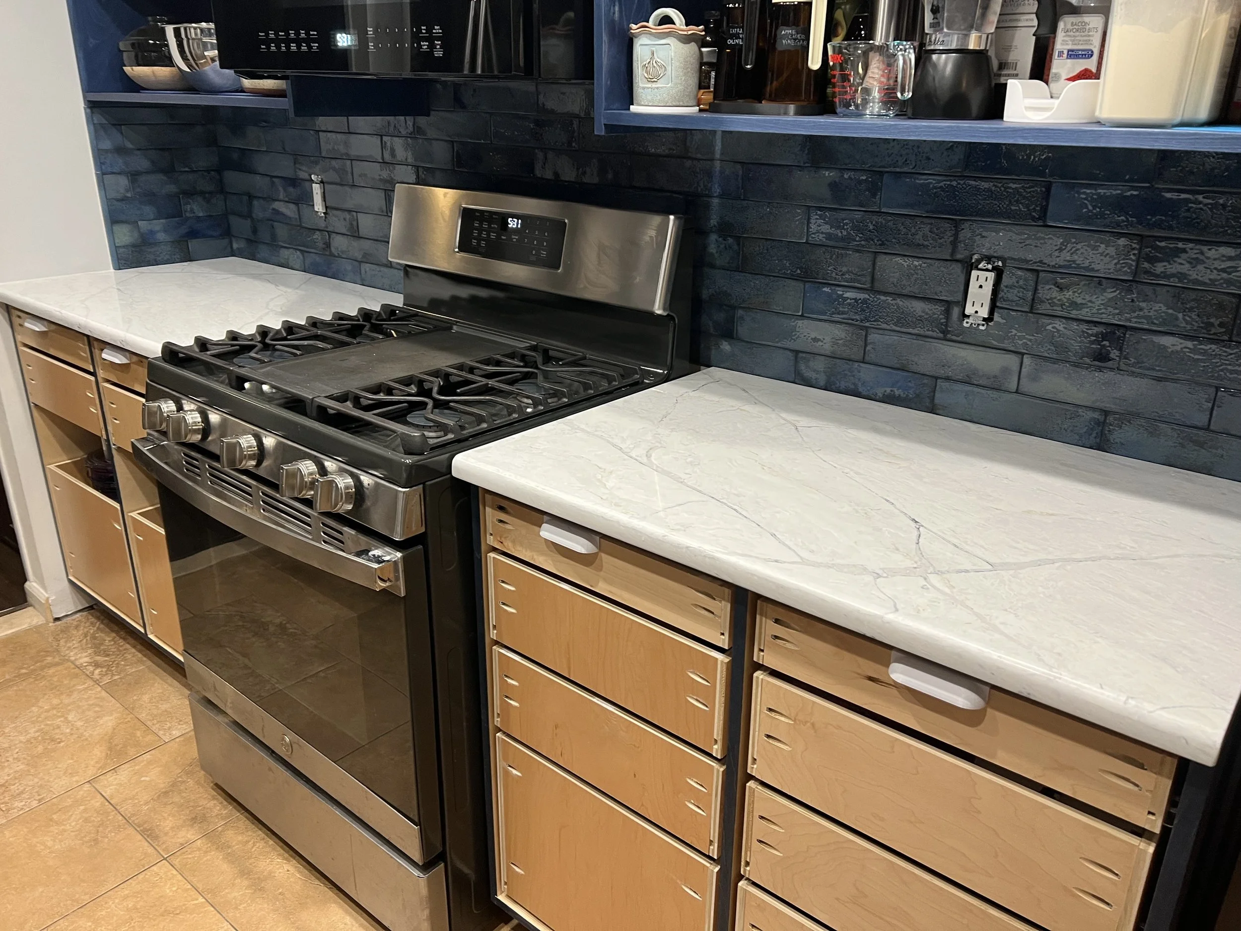 Kitchen Backsplash Blue Subway Tile