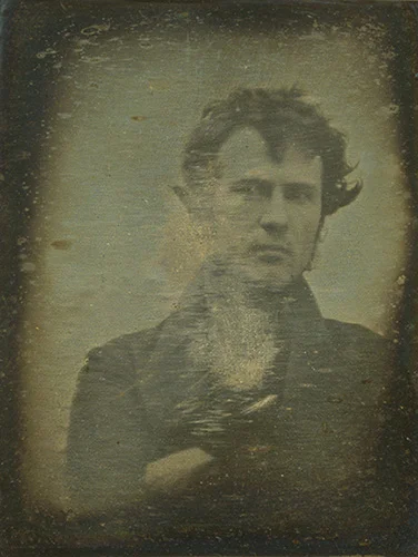 The worlds first 'selfie' of Robert Cornelius taken in 1839. Daguerrotype.   