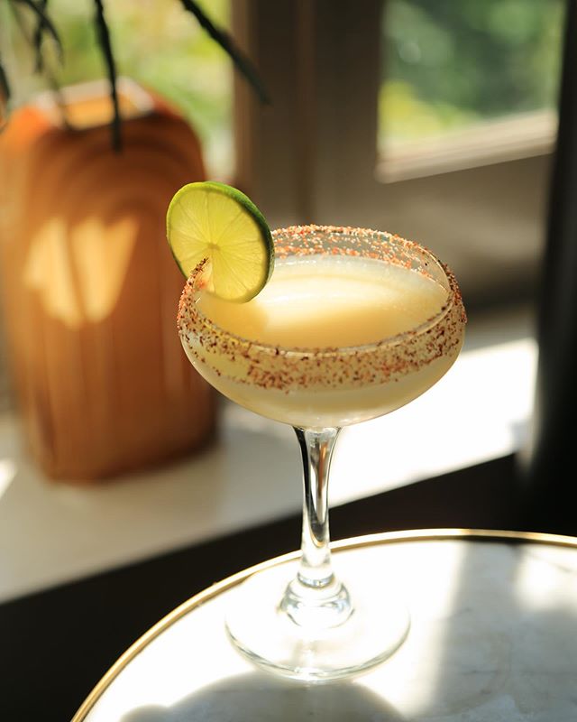 Going-To-the-Sun Road w/ Sweet corn infused tequila, @anchoreyes , Agave, Lime, and a Tajin salt rim