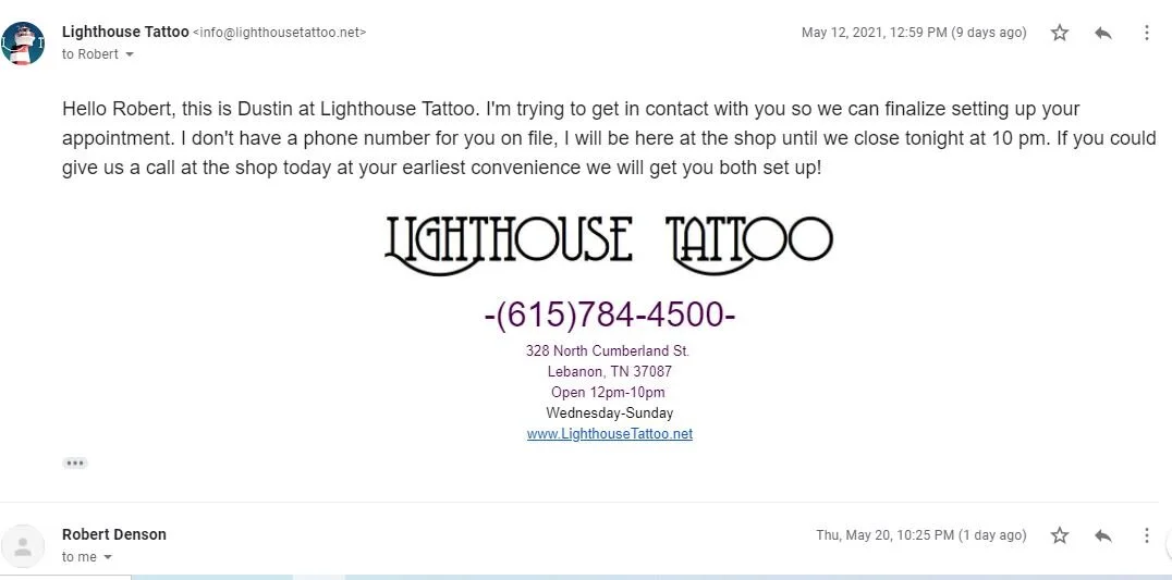 This is the last image continued, it shows the rest of the email Dustin sent, as well as the email from Robert remarking how he found this in his spam folder, which is suspicious, but not unheard of.