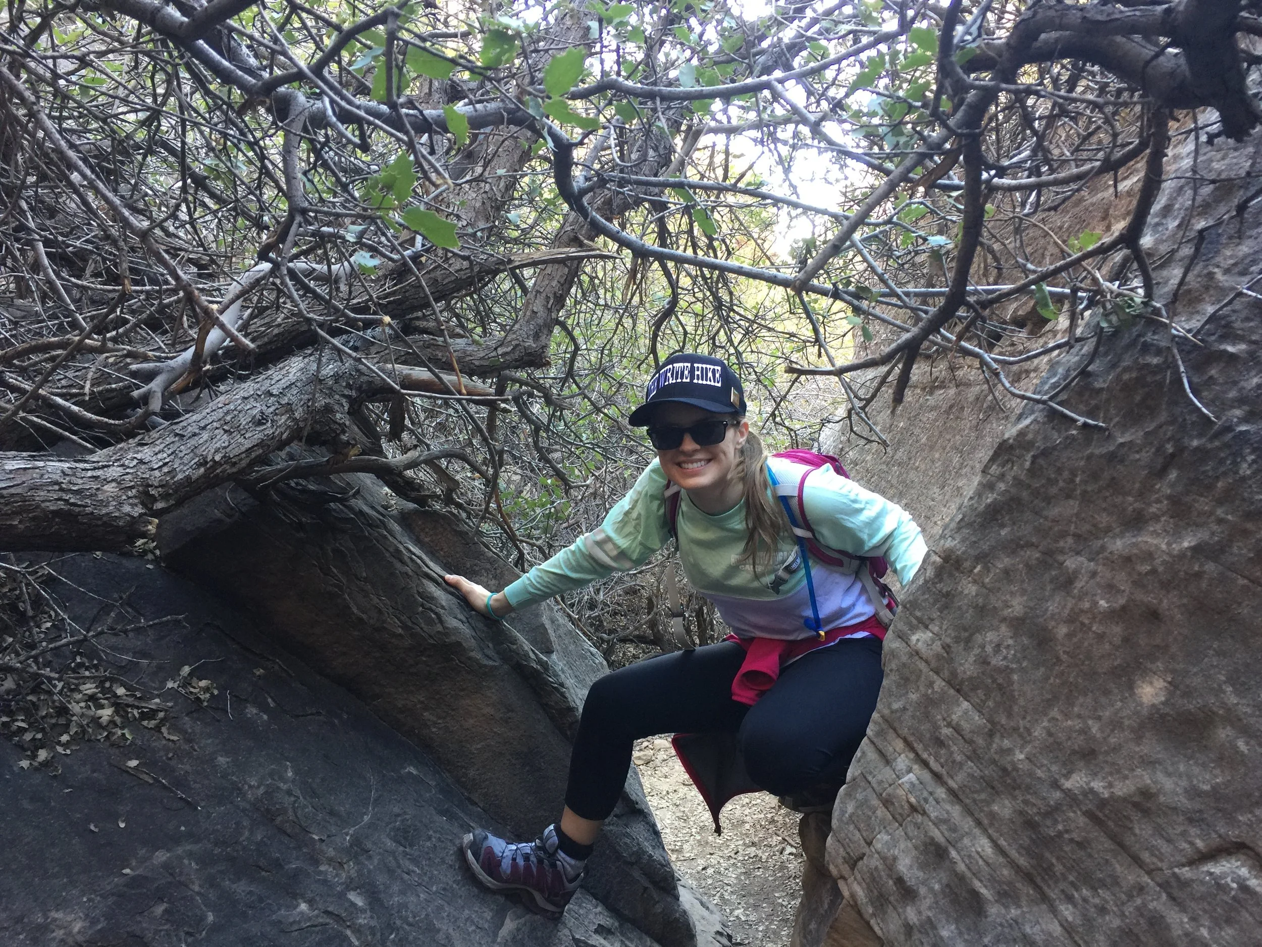 The trail gets narrow. 